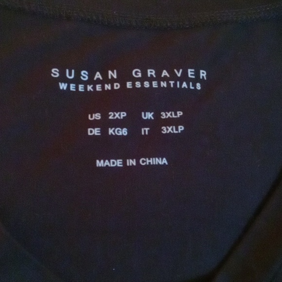Susan Graver top size 2XP black silky rayon spandex 3/4 sleeves NWOT - Picture 3 of 5